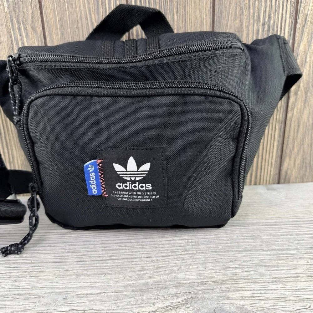 Adidas Originals Black Trefoil Waist Pack Sling Crossbody Festival Bag Unisex